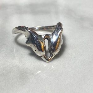Sterling silver 925‎ double dolphin ring size 7